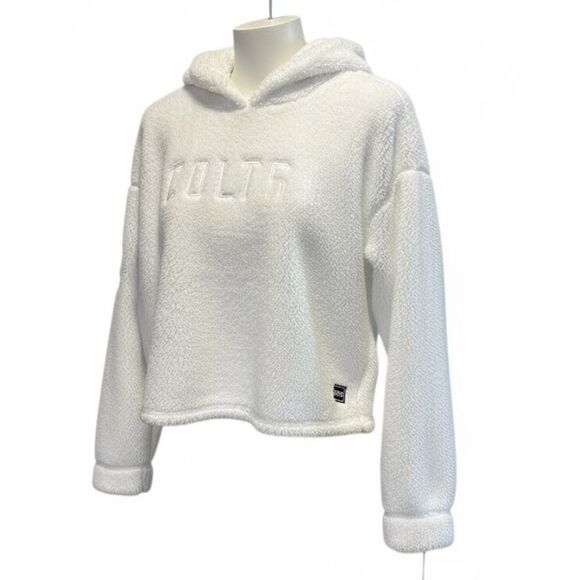 NWT DKNY Women’s White NFL Colts Fleece Cropped Hoodie Embroidered Logo - Size S - Picture 2 of 11
